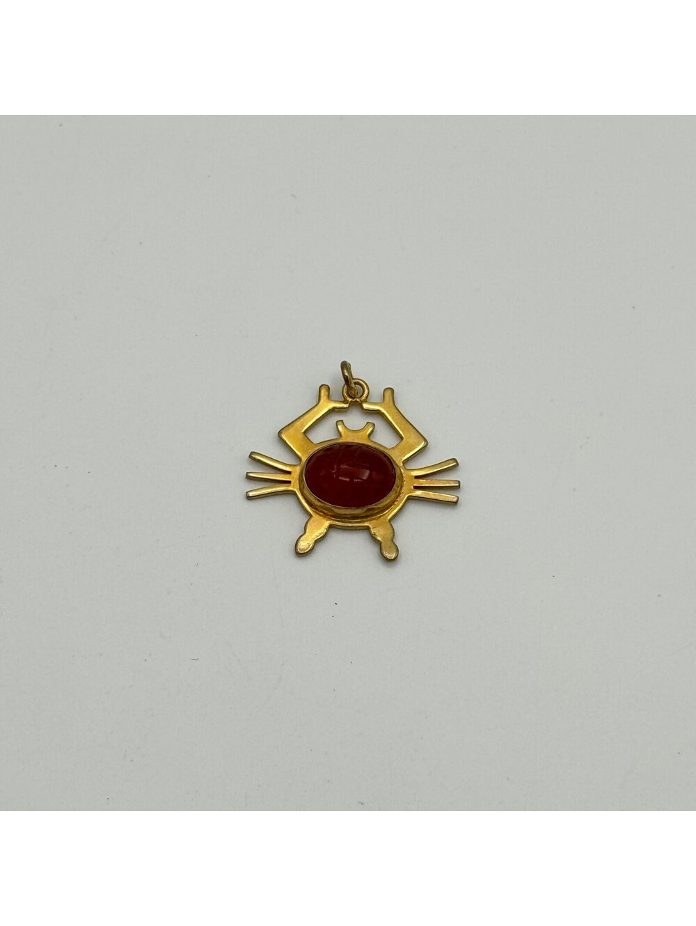 Carnelian Cancer Charm, Gold Filled